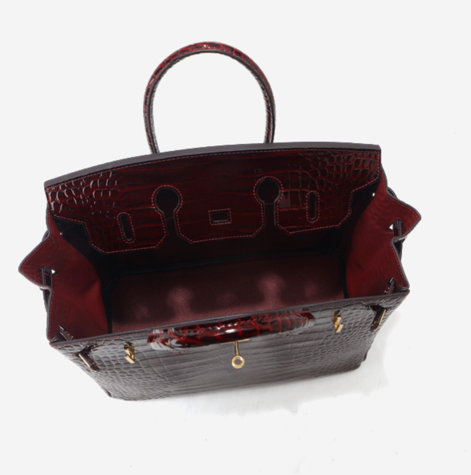 Jane Croco – Strukturierte Tasche aus echtem Leder mit Krokodil-Textur