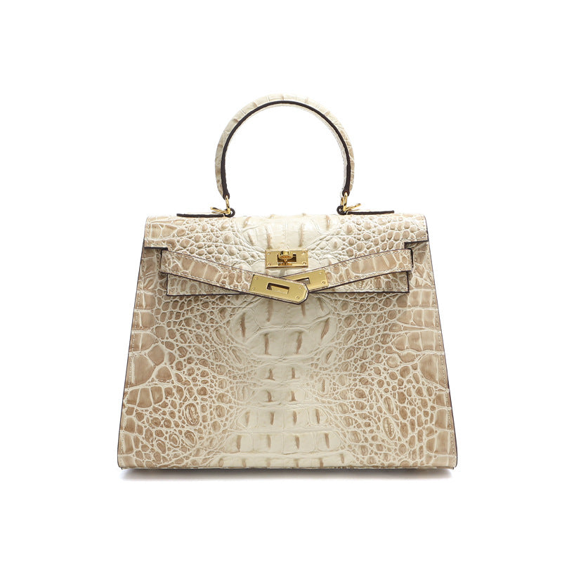 Grace Croco Royal – 28 cm Tasche aus echtem Leder mit Krokodilprägung