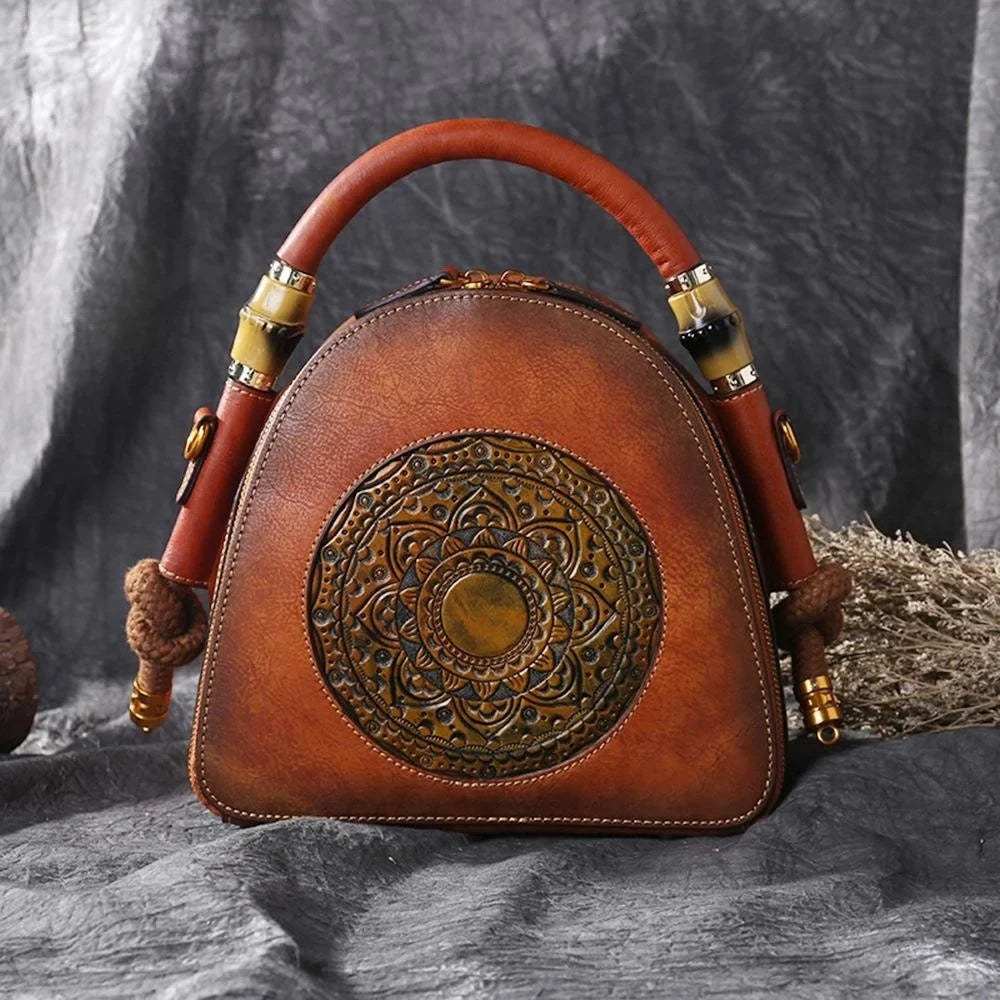 Shell-Tasche Oriental Mei Vintage – Aus echtem Premium-Leder