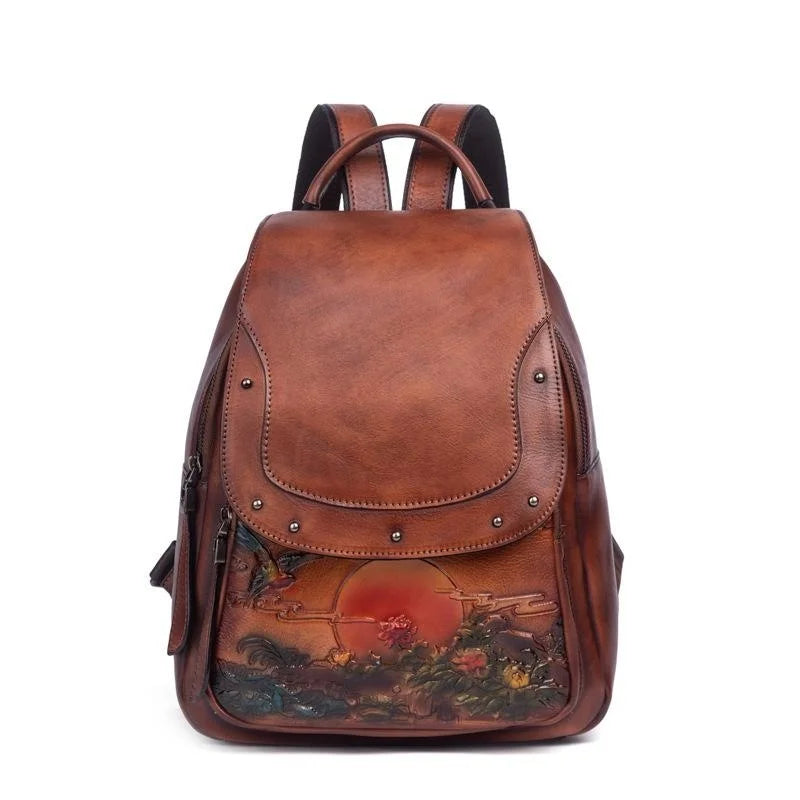 Rucksack Floral Inês Vintage – Aus echtem Premium-Leder