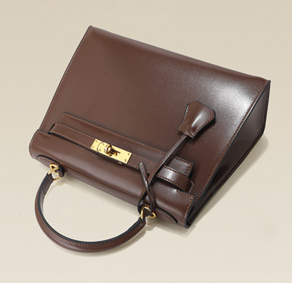 Grace Box – Strukturierte Tasche aus glattem echtem Leder ( 28 CM )