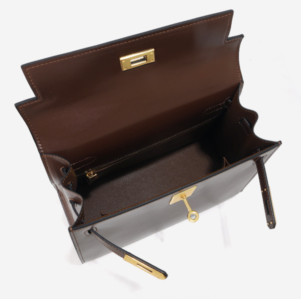 Grace Box – Strukturierte Tasche aus glattem echtem Leder ( 28 CM )