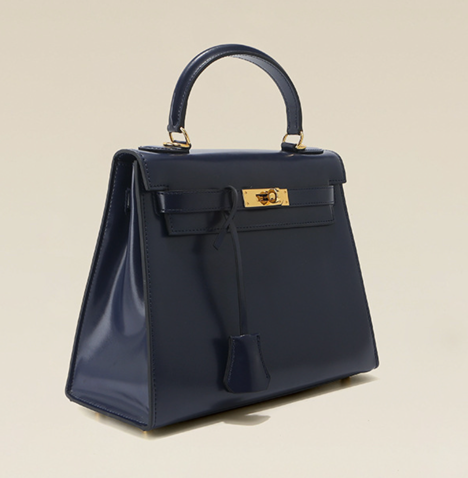 Grace Box – Strukturierte Tasche aus glattem echtem Leder ( 28 CM )