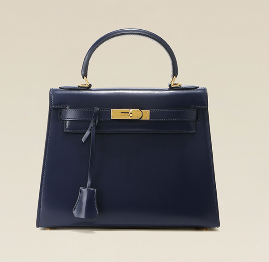 Grace Box – Strukturierte Tasche aus glattem echtem Leder ( 28 CM )