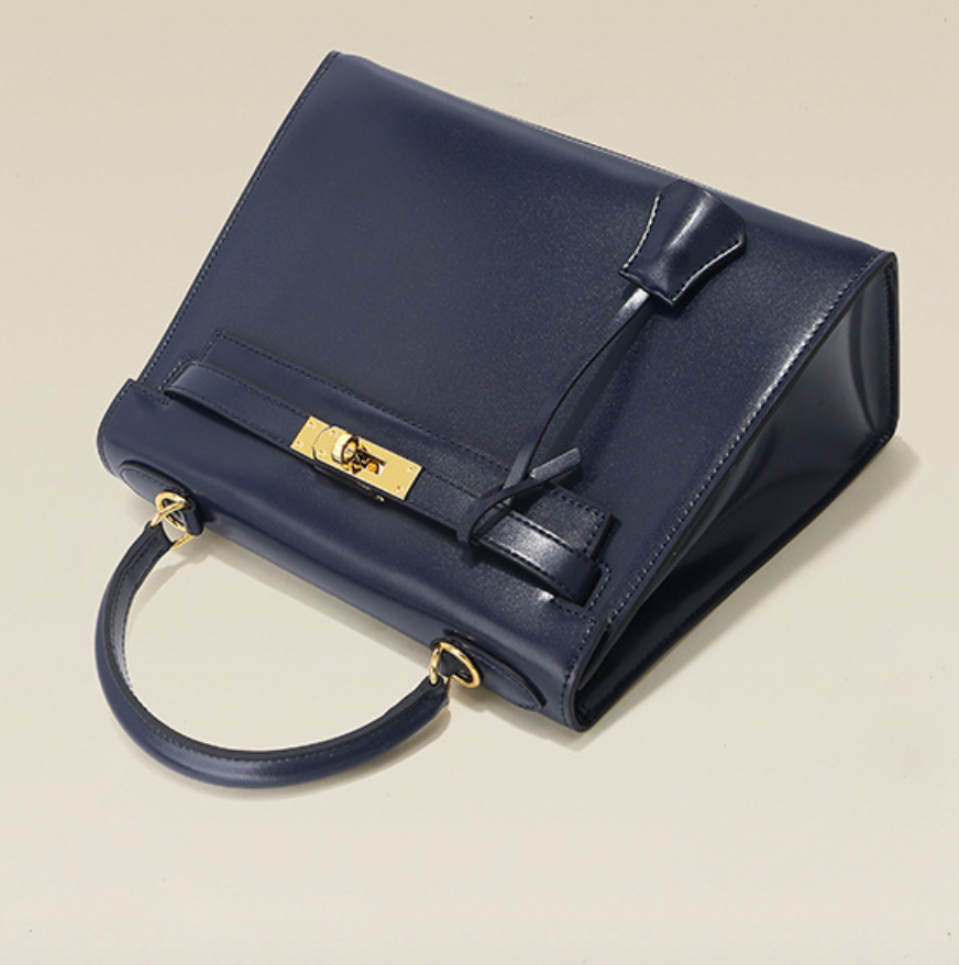 Grace Box – Strukturierte Tasche aus glattem echtem Leder ( 28 CM )