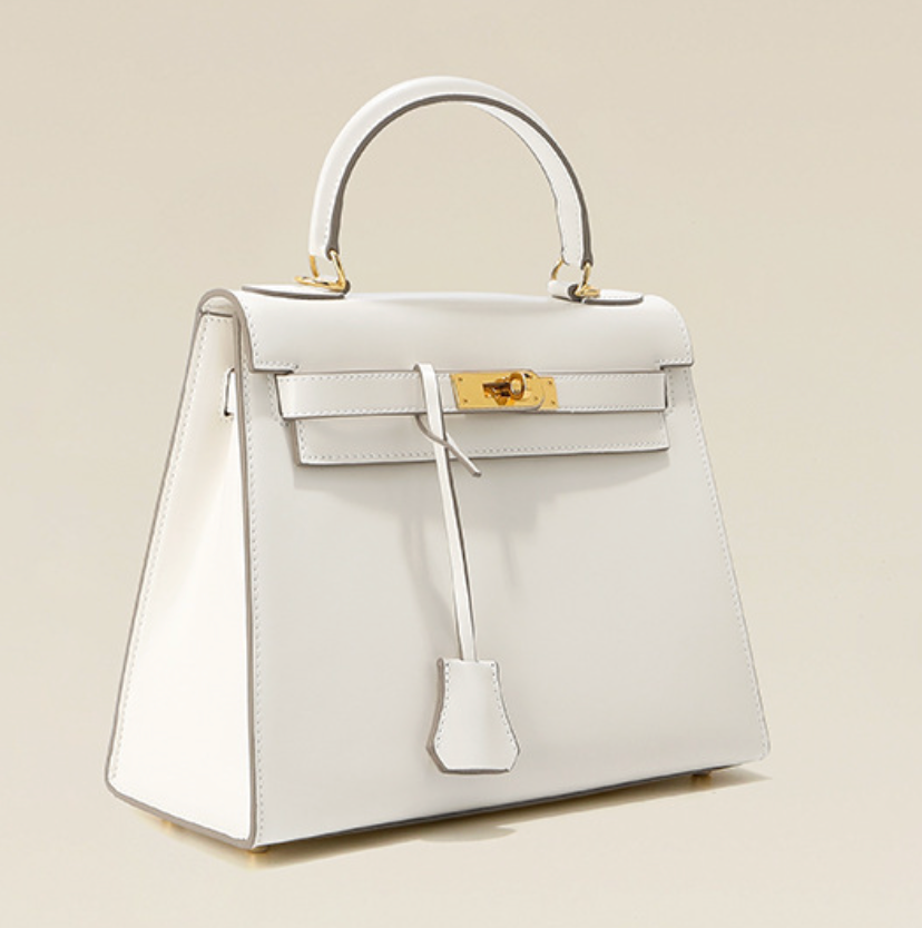 Grace Box – Strukturierte Tasche aus glattem echtem Leder ( 28 CM )