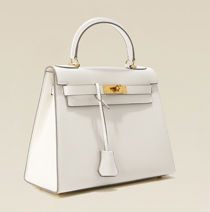 Grace Box – Strukturierte Tasche aus glattem echtem Leder ( 28 CM )