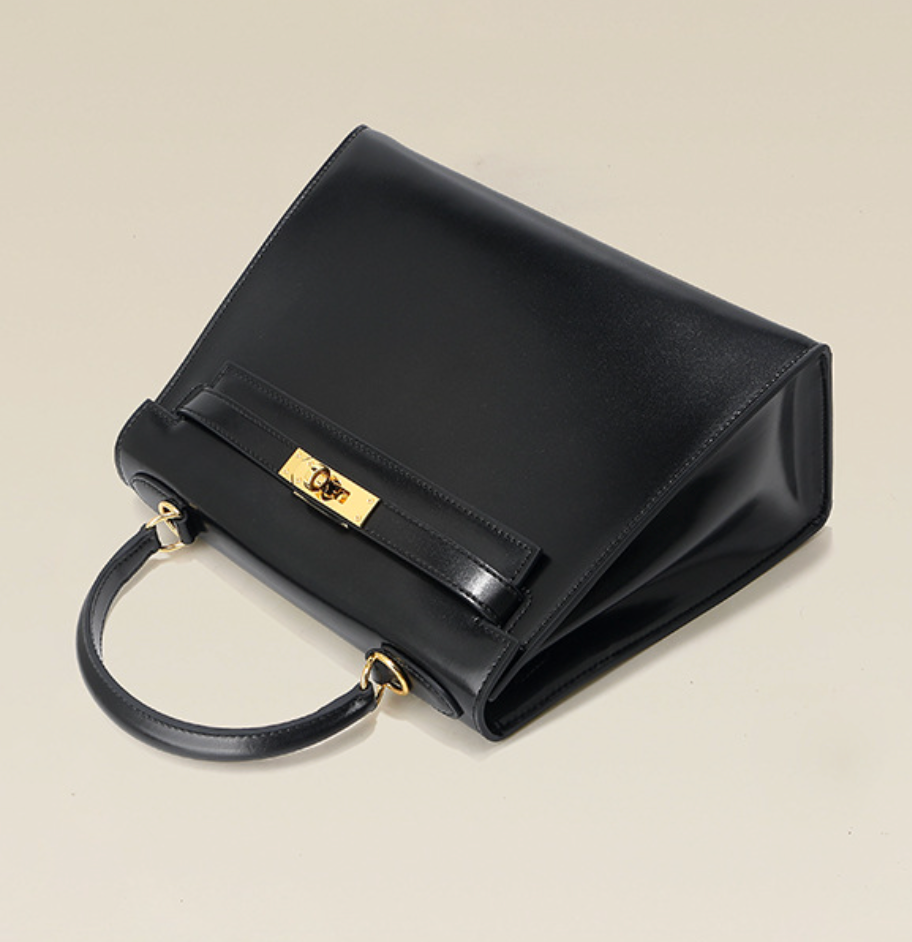 Grace Box – Strukturierte Tasche aus glattem echtem Leder ( 28 CM )