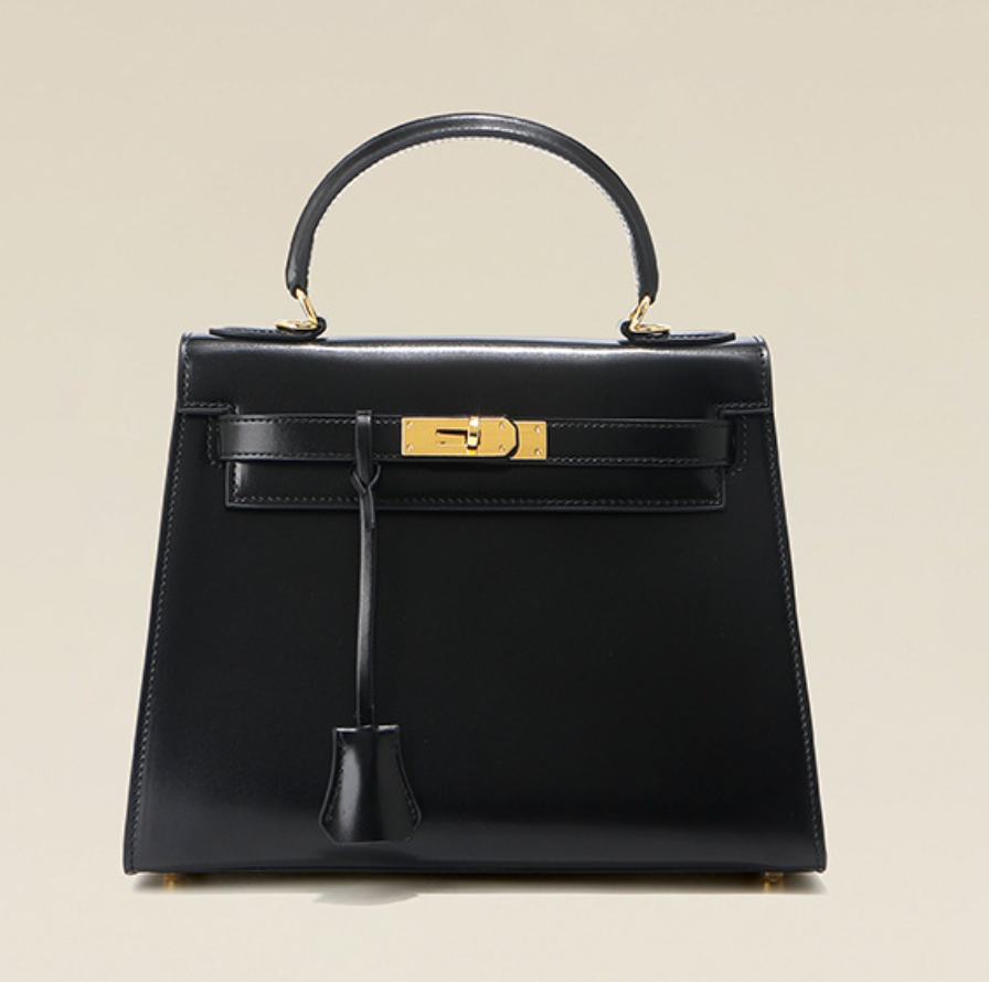 Grace Box – Strukturierte Tasche aus glattem echtem Leder ( 28 CM )