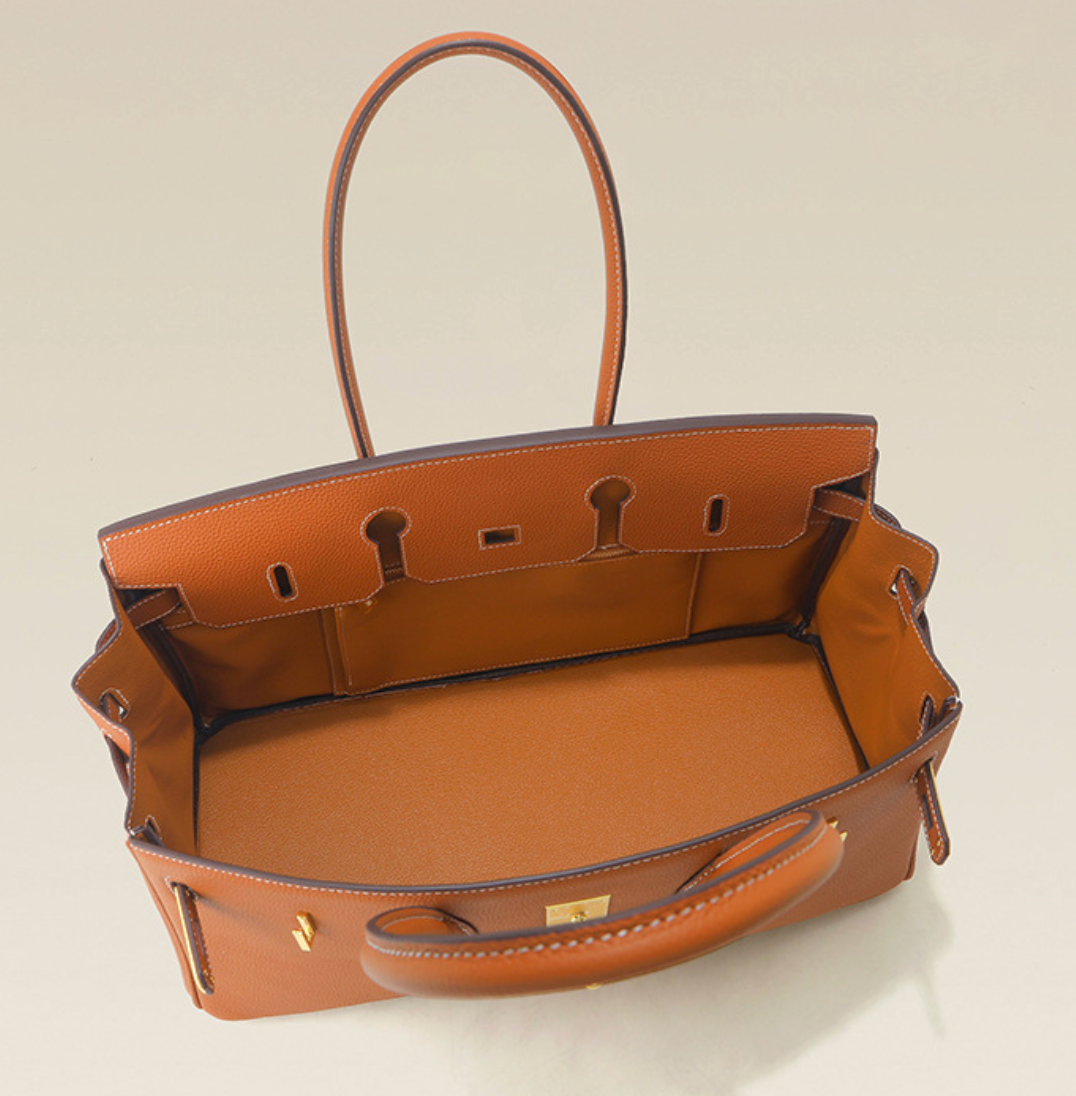 Jane Baguette – 40 cm Tasche aus echtem Pebbled-Leder
