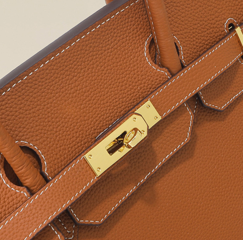 Jane Baguette – 40 cm Tasche aus echtem Pebbled-Leder