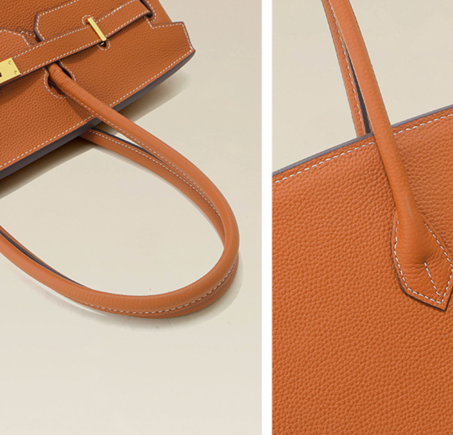 Jane Baguette – 40 cm Tasche aus echtem Pebbled-Leder