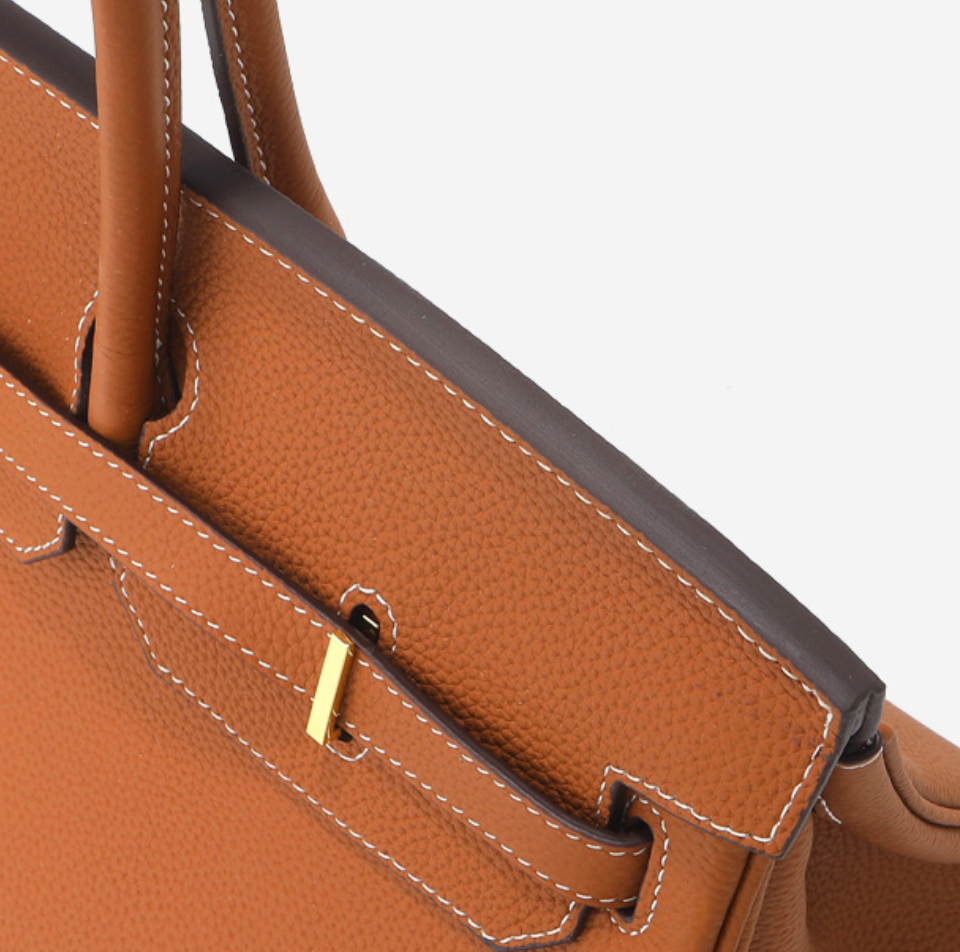 Jane Baguette – 40 cm Tasche aus echtem Pebbled-Leder