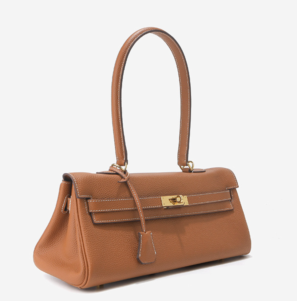 Grace Shoulder 35 – Strukturierte Schultertasche aus echtem Pebbled-Leder