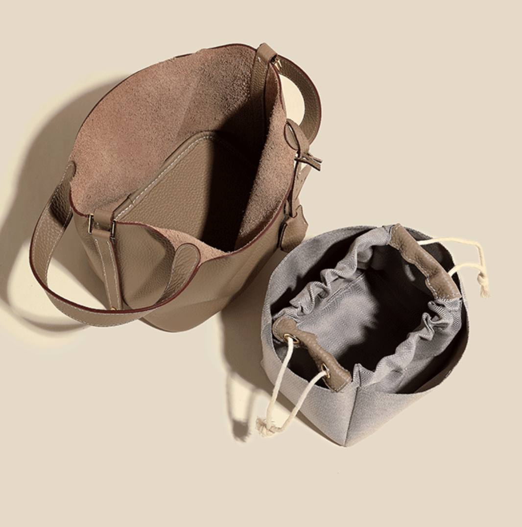 Camille Bucket – Bucket-Tasche aus vollnarbigem Rindsleder