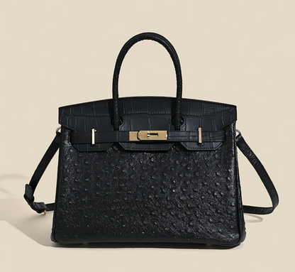 Jane Ostrich 30 – Tasche aus Leder mit Straußenprägung