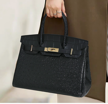 Jane Ostrich 30 – Tasche aus Leder mit Straußenprägung