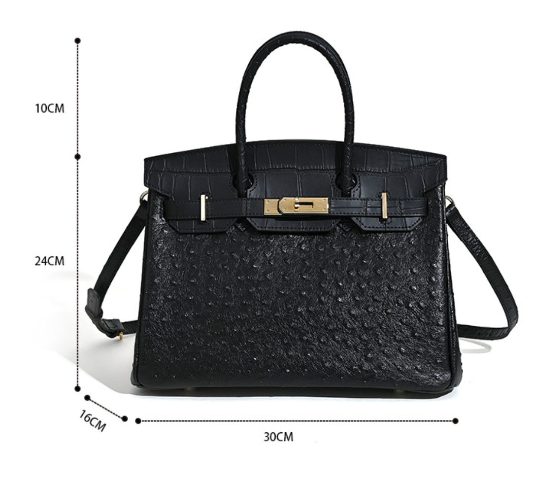 Jane Ostrich 30 – Tasche aus Leder mit Straußenprägung