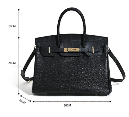 Jane Ostrich 30 – Tasche aus Leder mit Straußenprägung