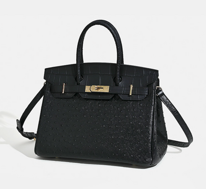 Jane Ostrich 30 – Tasche aus Leder mit Straußenprägung