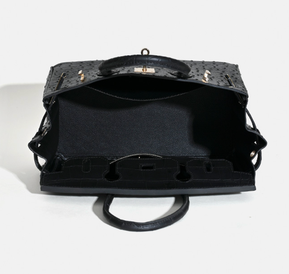 Jane Ostrich 30 – Tasche aus Leder mit Straußenprägung