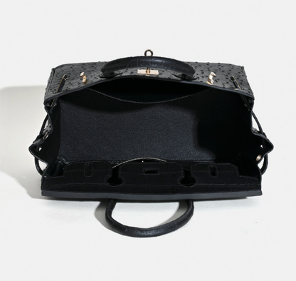 Jane Ostrich 30 – Tasche aus Leder mit Straußenprägung