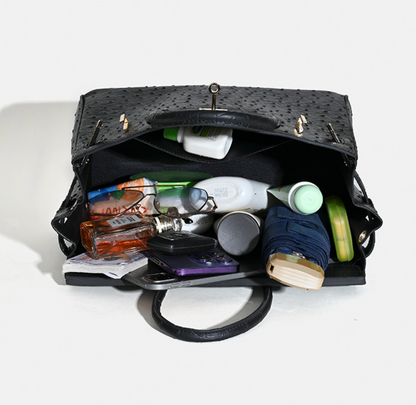 Jane Ostrich 30 – Tasche aus Leder mit Straußenprägung