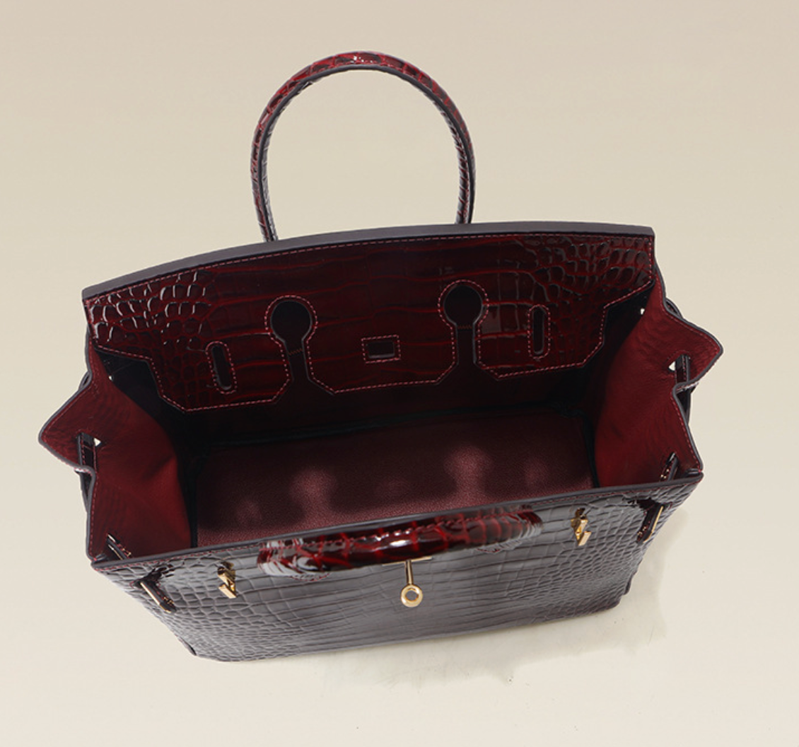 Jane Croco – Strukturierte Tasche aus echtem Leder mit Krokodil-Textur