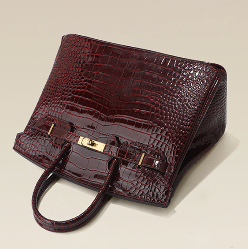 Jane Croco – Strukturierte Tasche aus echtem Leder mit Krokodil-Textur