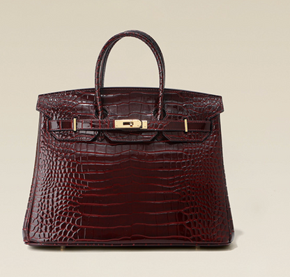 Jane Croco – Strukturierte Tasche aus echtem Leder mit Krokodil-Textur