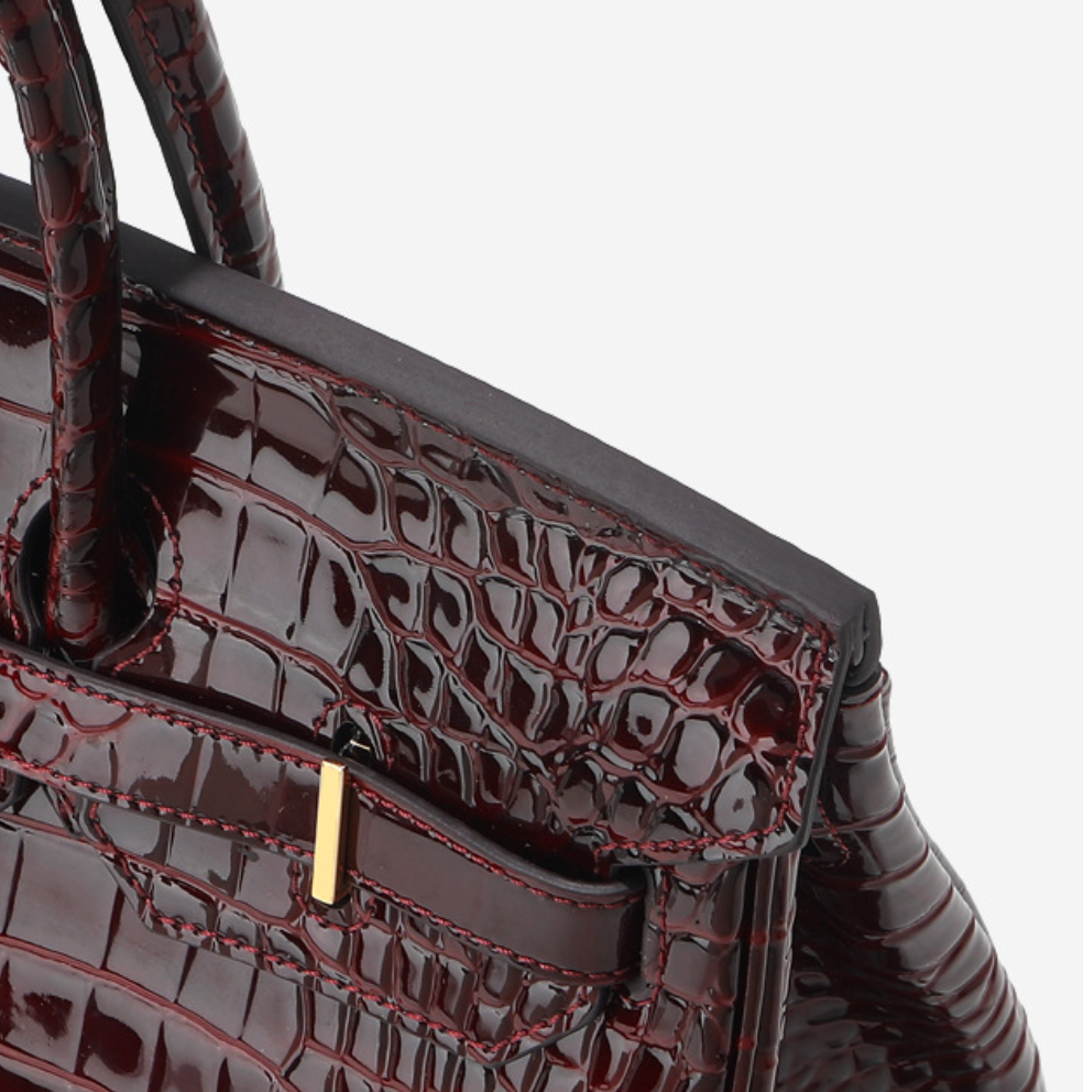 Jane Croco – Strukturierte Tasche aus echtem Leder mit Krokodil-Textur