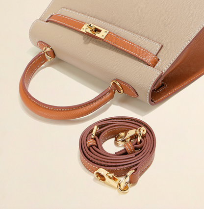 Grace Duo – Strukturierte Tasche aus echtem Pebbled-Leder ( 22 CM und 25 CM )