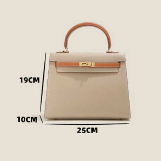 Grace Duo – Strukturierte Tasche aus echtem Pebbled-Leder ( 22 CM und 25 CM )