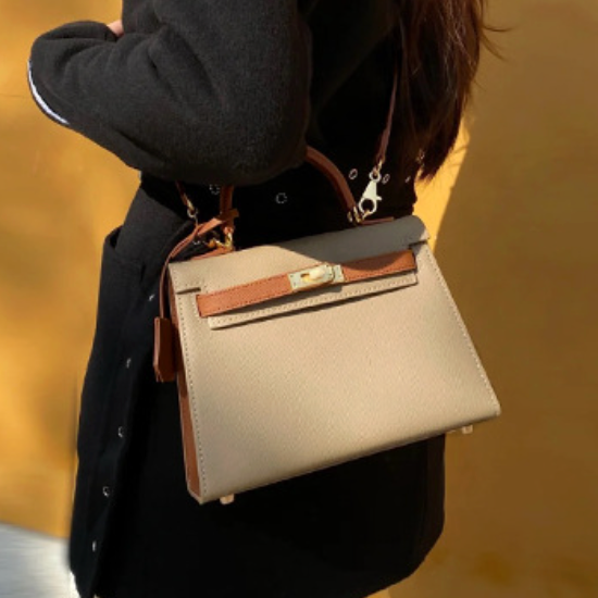 Grace Duo – Strukturierte Tasche aus echtem Pebbled-Leder ( 22 CM und 25 CM )