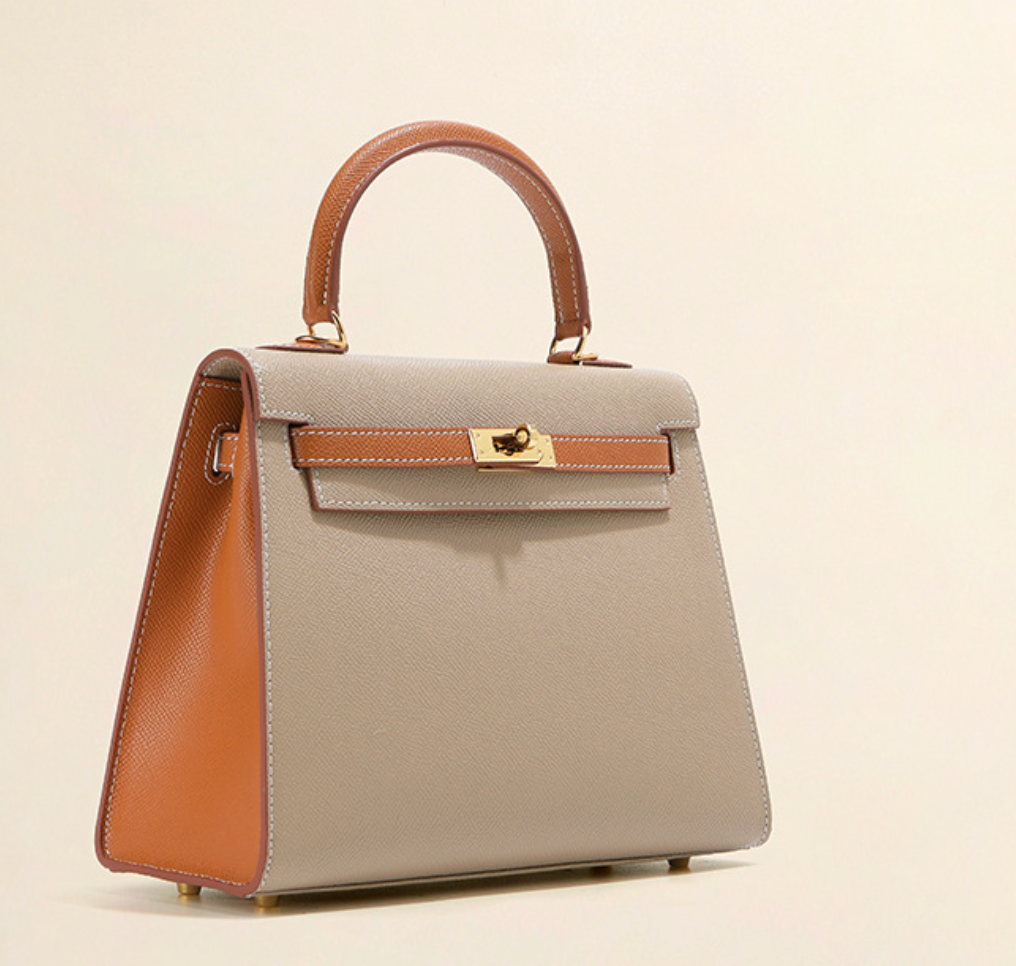 Grace Duo – Strukturierte Tasche aus echtem Pebbled-Leder ( 22 CM und 25 CM )