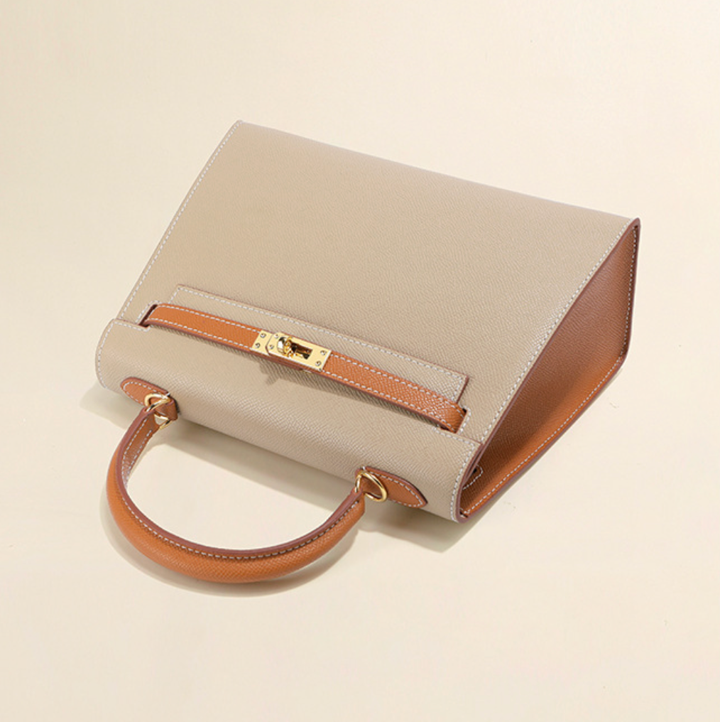 Grace Duo – Strukturierte Tasche aus echtem Pebbled-Leder ( 22 CM und 25 CM )