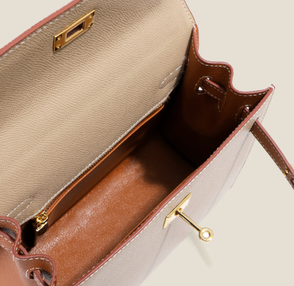 Grace Duo – Strukturierte Tasche aus echtem Pebbled-Leder ( 22 CM und 25 CM )