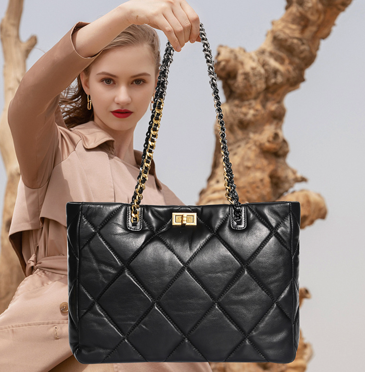 Aurora Chain Tote – Tasche aus echtem Leder