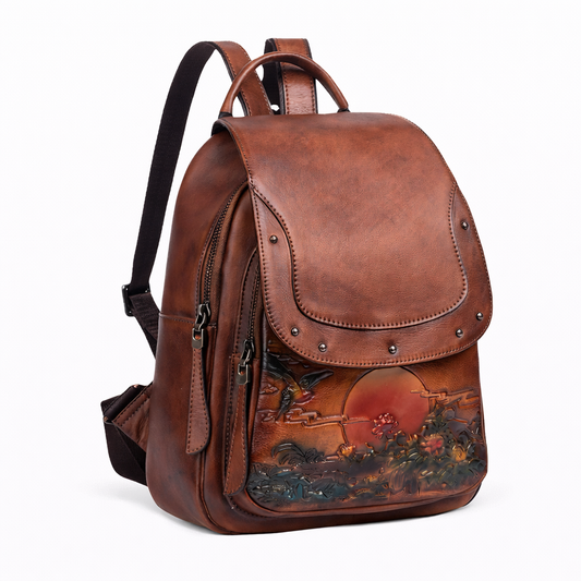 Rucksack Floral Inês Vintage – Aus echtem Premium-Leder
