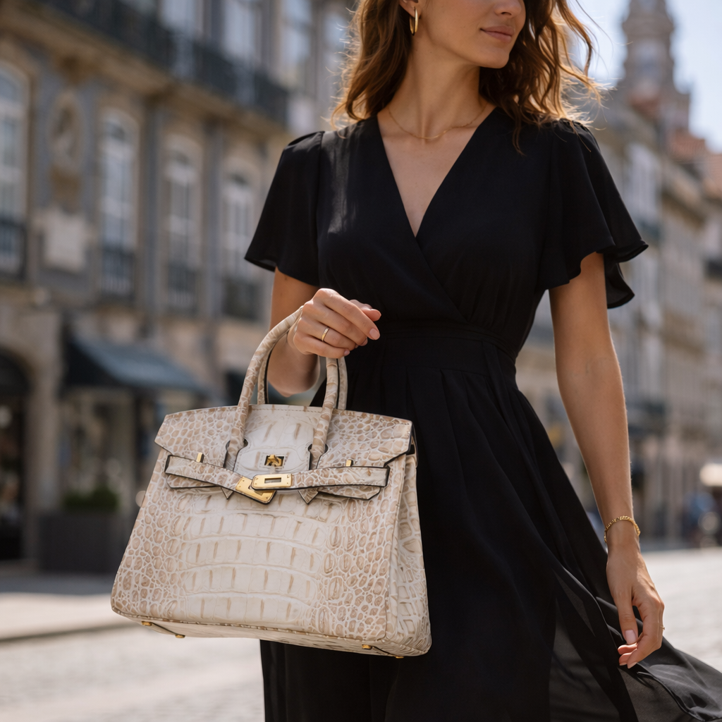 Jane Croco Himalaya – 30 cm Tasche aus echtem Leder