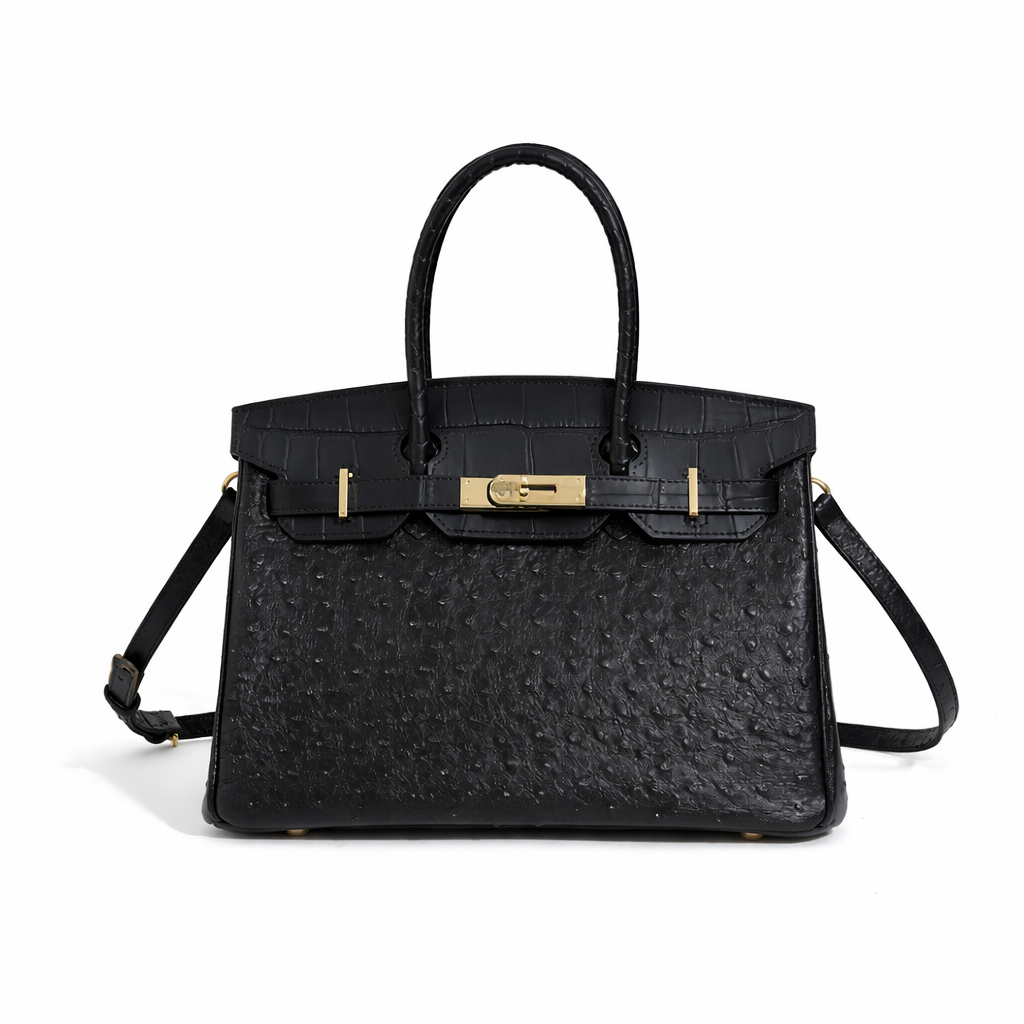 Jane Ostrich 30 – Tasche aus Leder mit Straußenprägung
