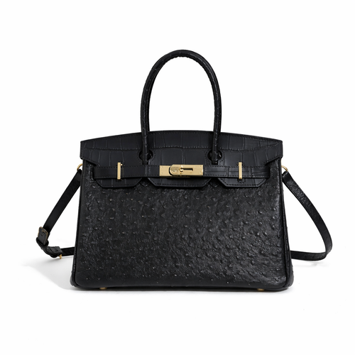 Jane Ostrich 30 – Tasche aus Leder mit Straußenprägung