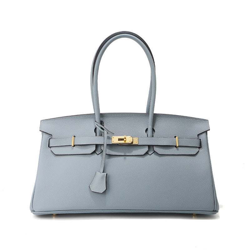 Jane Baguette – 40 cm Tasche aus echtem Pebbled-Leder