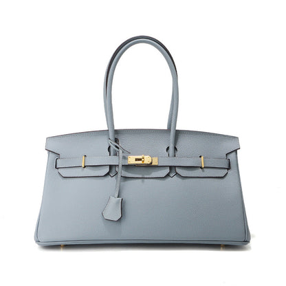 Jane Baguette – 40 cm Tasche aus echtem Pebbled-Leder