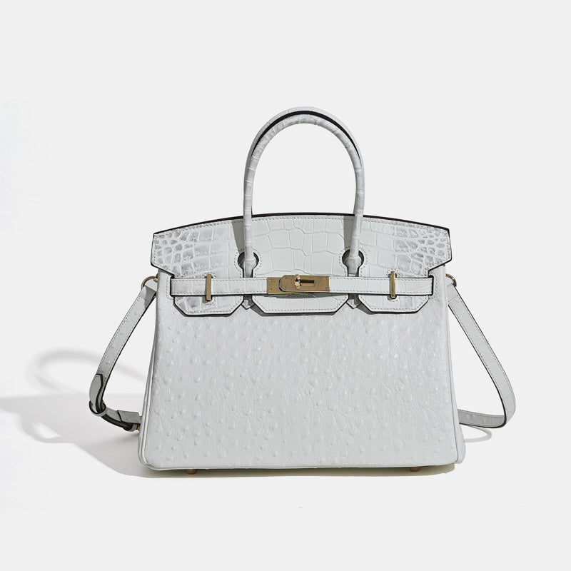 Jane Ostrich 30 – Tasche aus Leder mit Straußenprägung