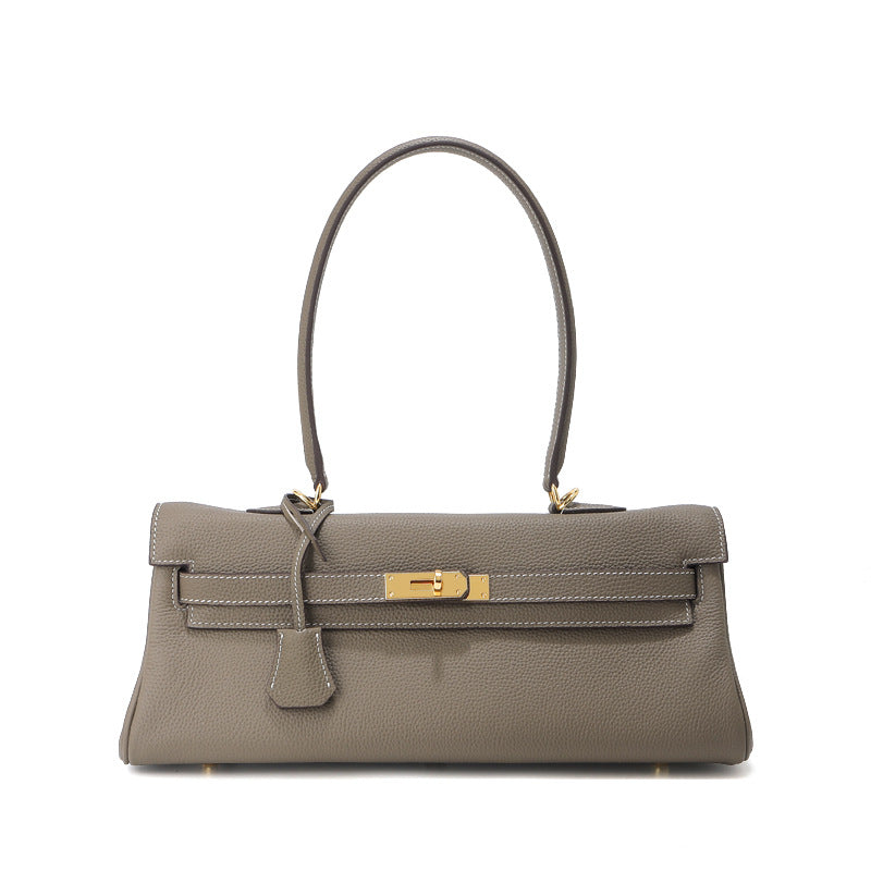 Grace Shoulder 35 – Strukturierte Schultertasche aus echtem Pebbled-Leder