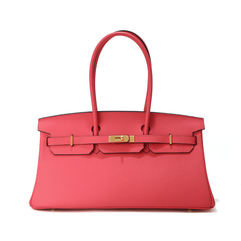 Jane Baguette – 40 cm Tasche aus echtem Pebbled-Leder