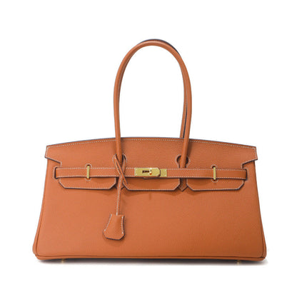 Jane Baguette – 40 cm Tasche aus echtem Pebbled-Leder