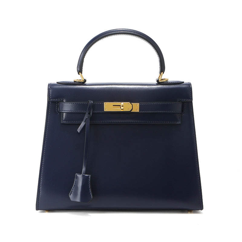 Grace Box – Strukturierte Tasche aus glattem echtem Leder ( 28 CM )