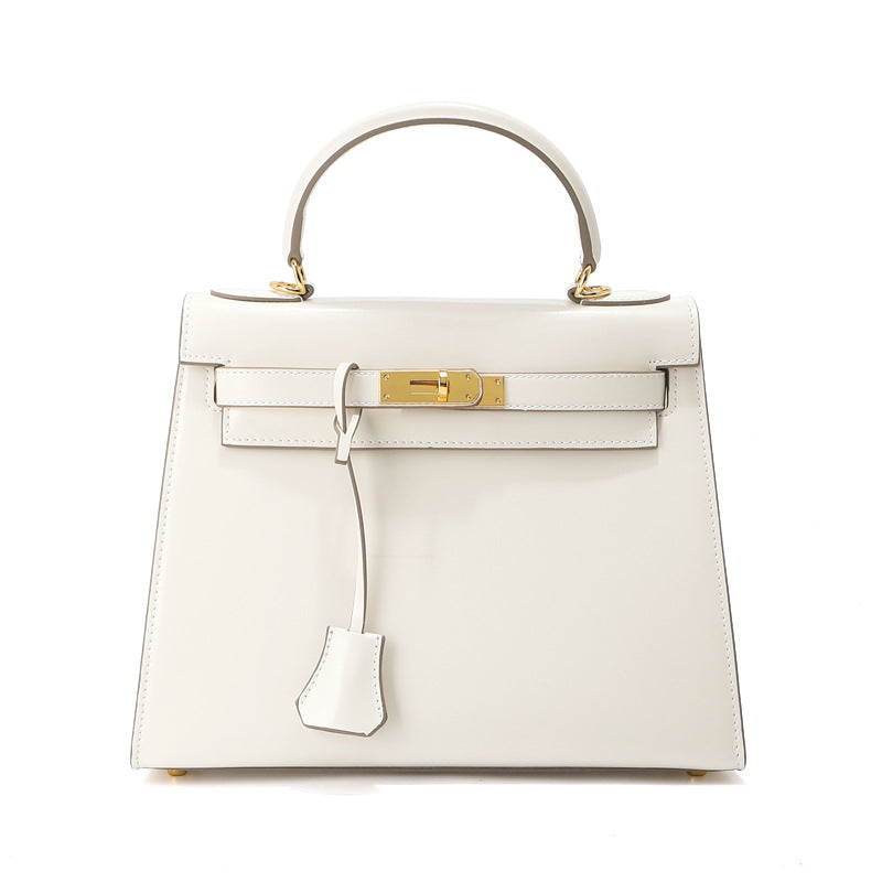 Grace Box – Strukturierte Tasche aus glattem echtem Leder ( 28 CM )
